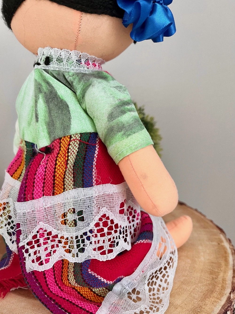 Frida Kahlo Cloth Boho Mexican Folk Art Doll Colourful Shelf Sitter - Picture 4 of 13